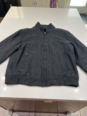 Jharki's International Men's Charcoal Grey Virgin Wool Blend Bomber Jacket 38